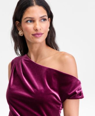 Women's Asymmetric Draped Velvet Top, Macy's Exclusive