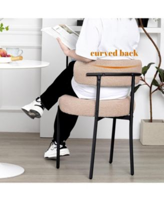 Kitchen Chairs Mid-Century Modern Dining Chairs Set of 2, Kitchen Dining Room Chairs, Boucle Upholstered Wishbone Dining Chair