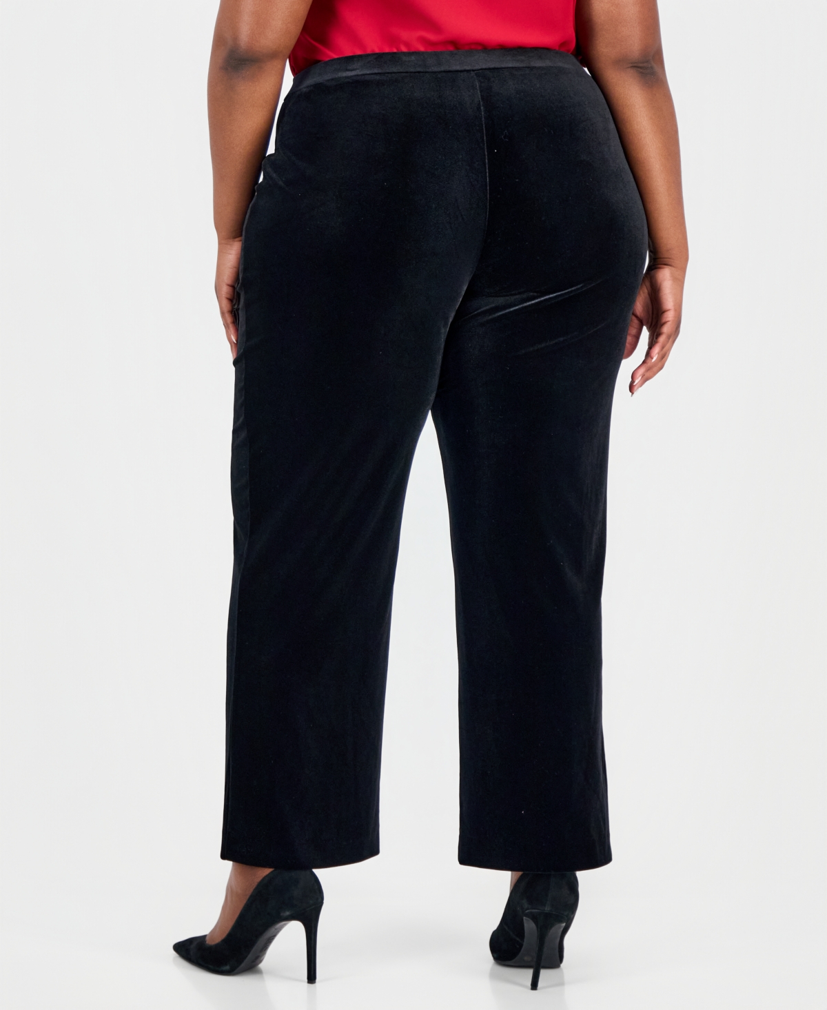 Kasper Plus Velvet Pull-On Wide-Leg Pants