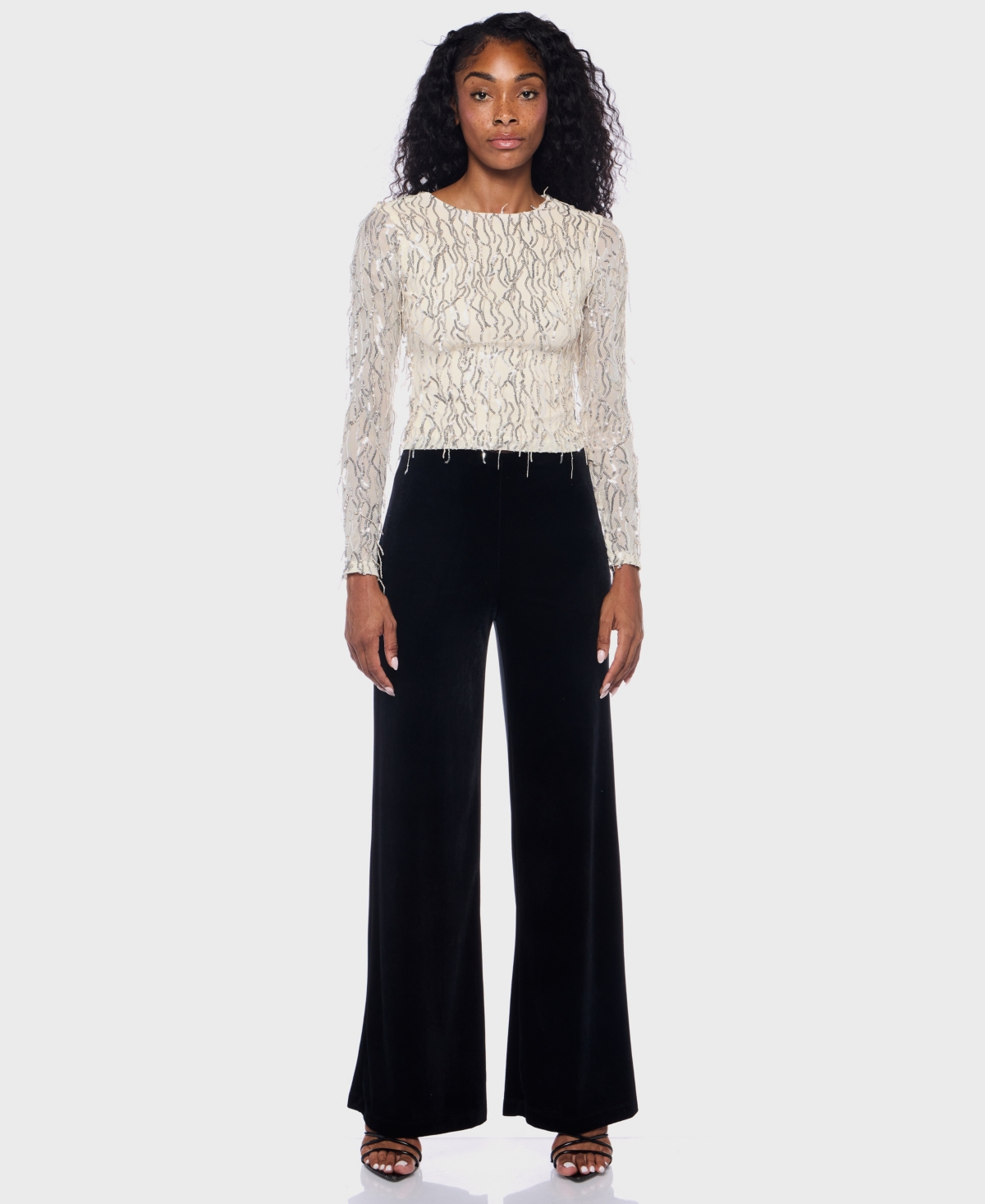 Alex & Sophia Women's Fringe Detail Long Sleeve Top In Multi