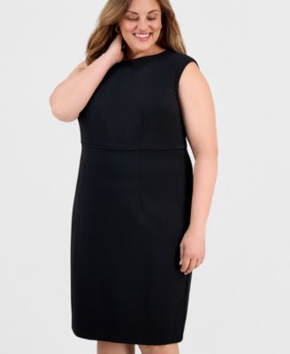 Plus Size Stretch-Crepe Sleeveless Sheath Dress