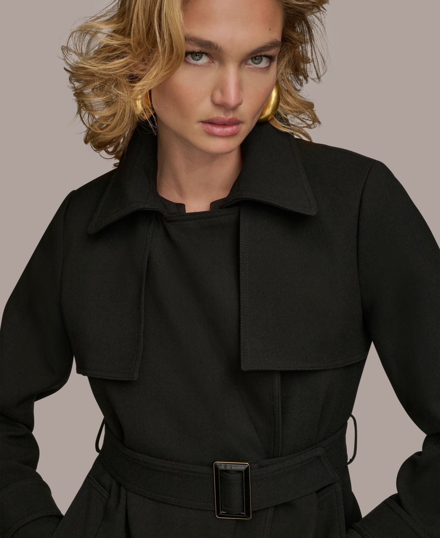 Women's Belted Notched-Collar Trench Coat