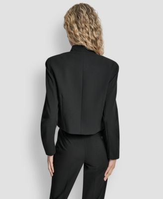 Women's Mandarin Collar Button Front Cropped Jacket