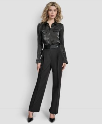 Women's Tuxedo Look Wide Leg Trousers