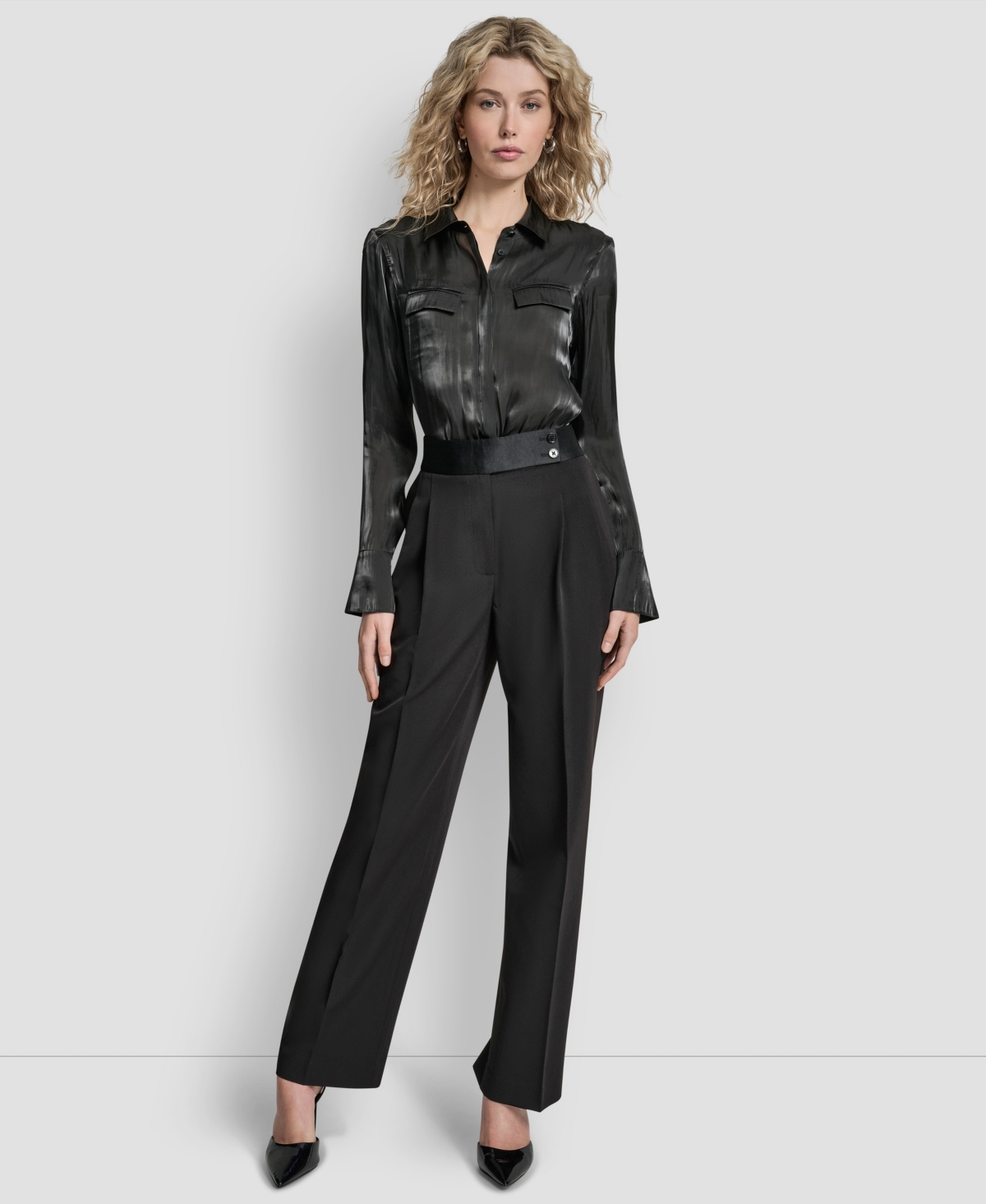 Dkny Women's Tuxedo Look Wide Leg Trousers