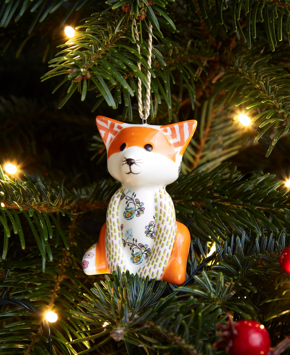 Spode Kit Kemp Christmas Patchwork Tally Ho Fox Ornament