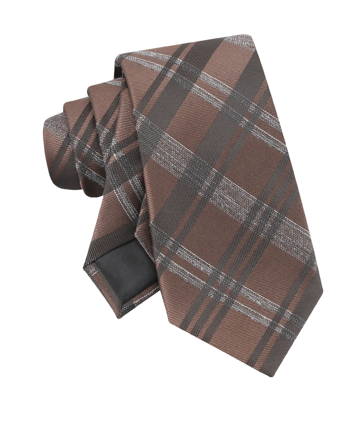 Calvin Klein Men's Layla Plaid Classic Tie In Brown