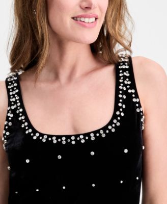 Women's Embellished Stretch Velvet Mini Dress, Macy's Exclusive