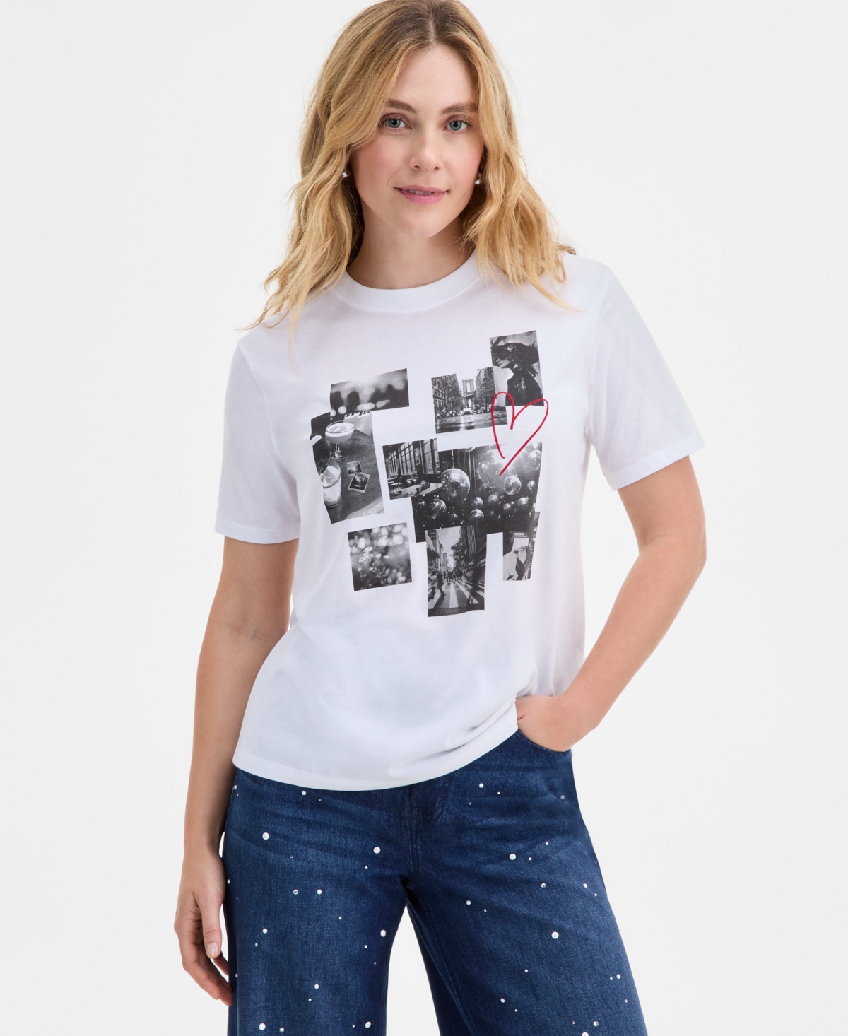 On 34th Women's Knit Photo Collage Graphic T-shirt, Macy's Exclusive In Animal Print