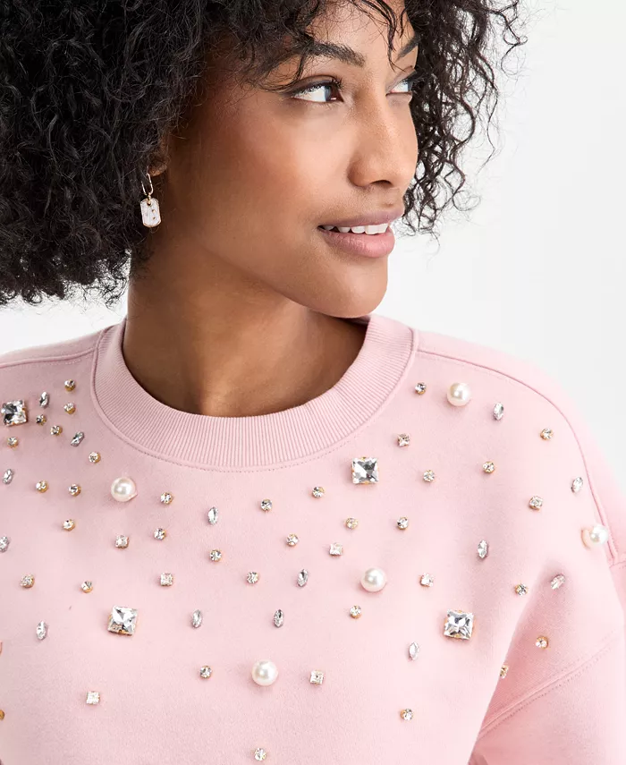 Women's Embellished Crewneck Sweatshirt - thumbnail 3