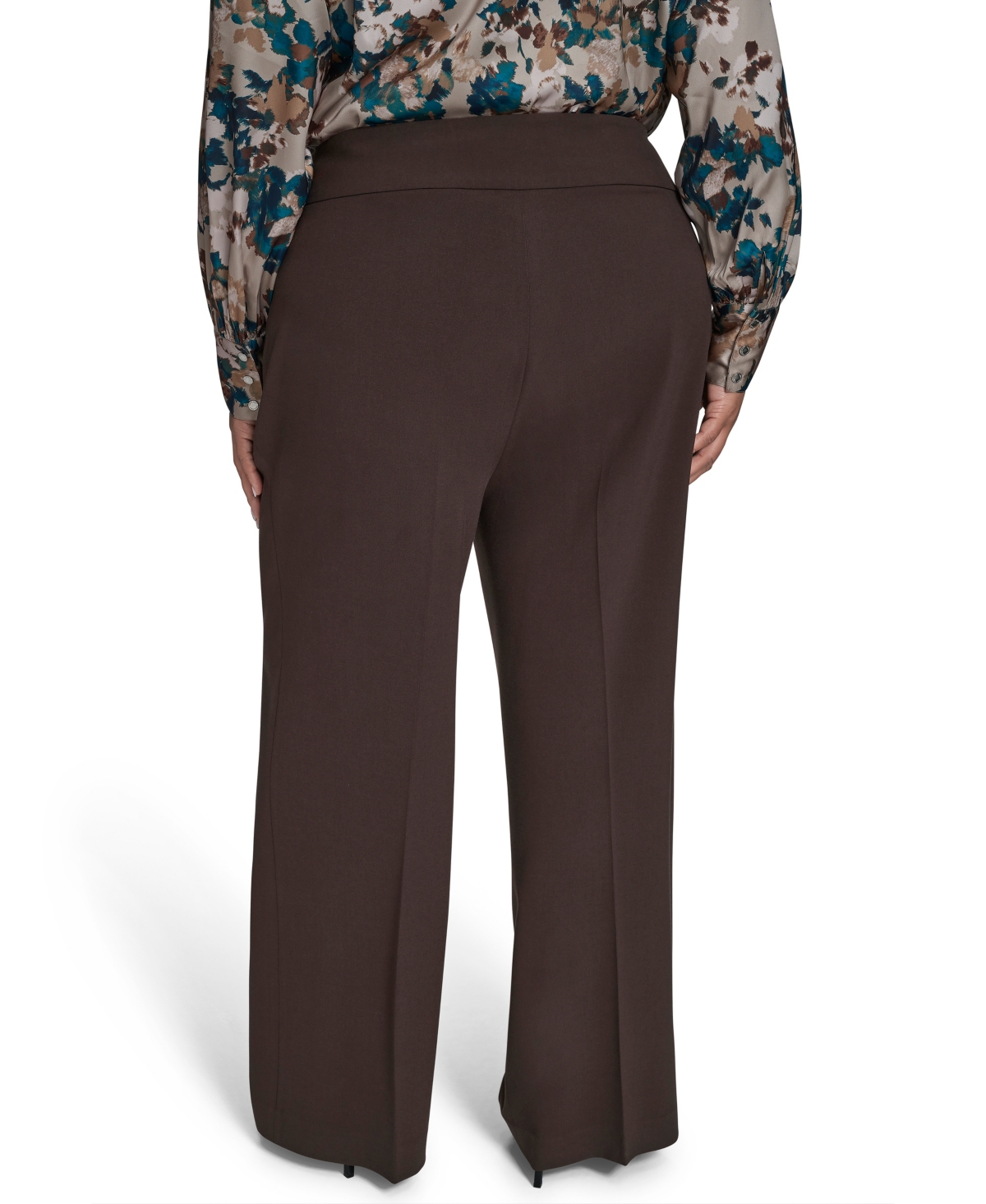 Calvin Klein Plus Size Mid-rise Wide-leg Pants In Brown