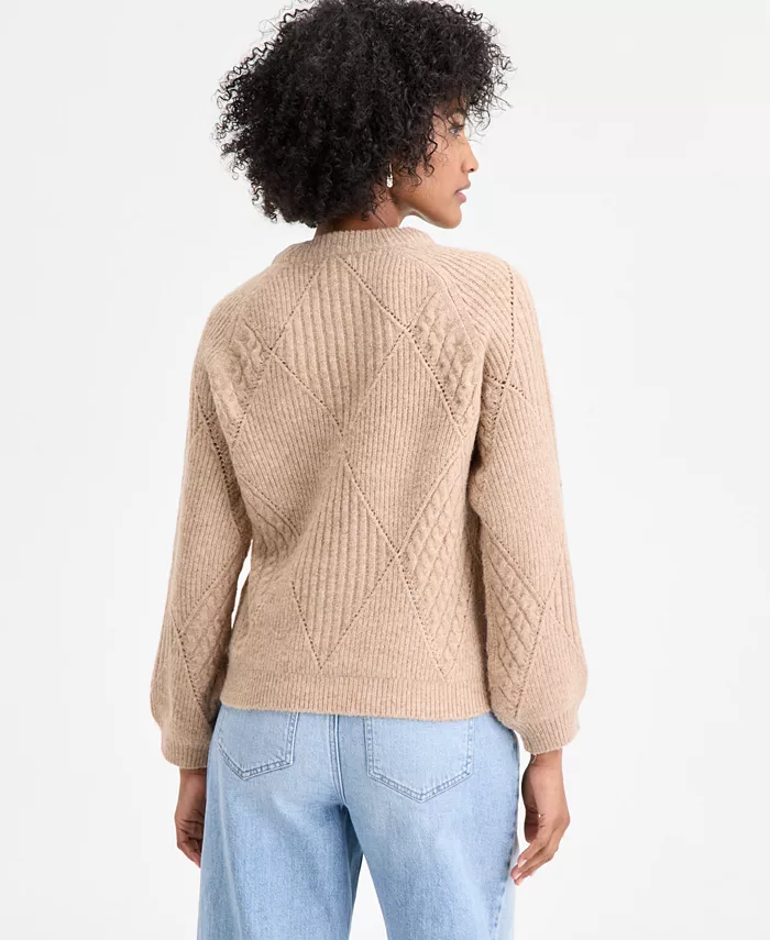 Women's Mixed-Argyle Crewneck Sweater - thumbnail 3