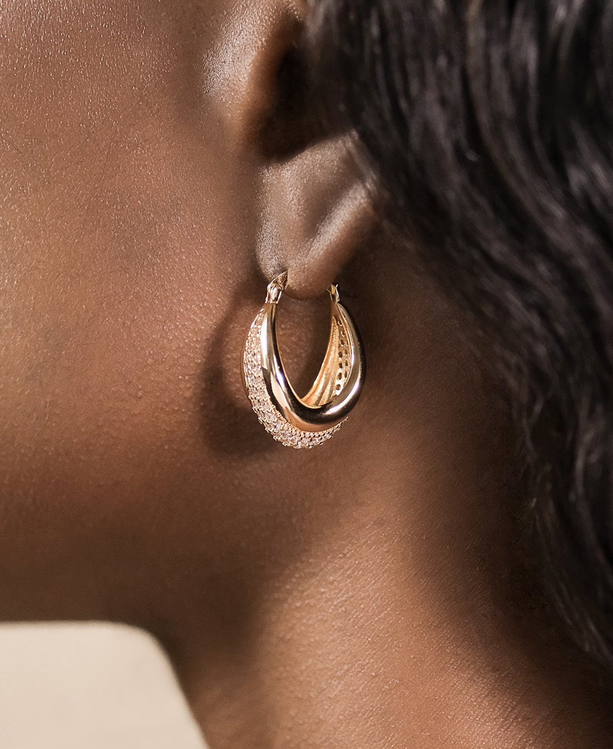 Sterling Forever Philina Cubic Zirconia Hoop Earrings In Gold