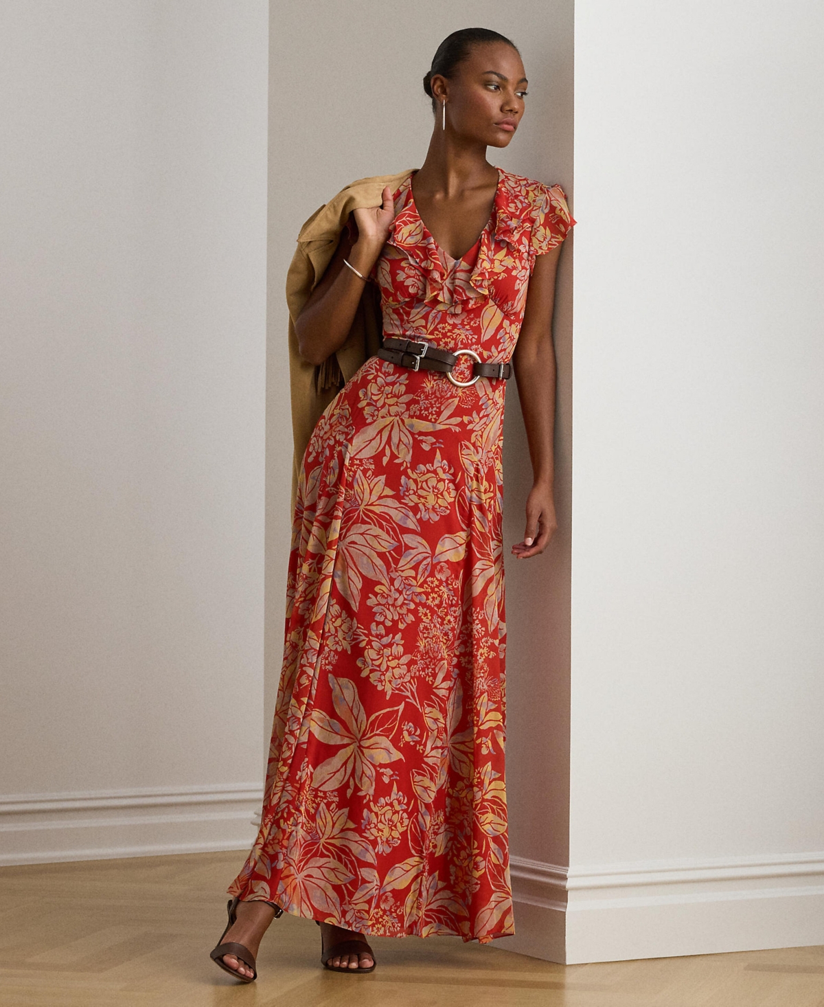 Lauren Ralph Tri-Strap O-Ring Leather Belt