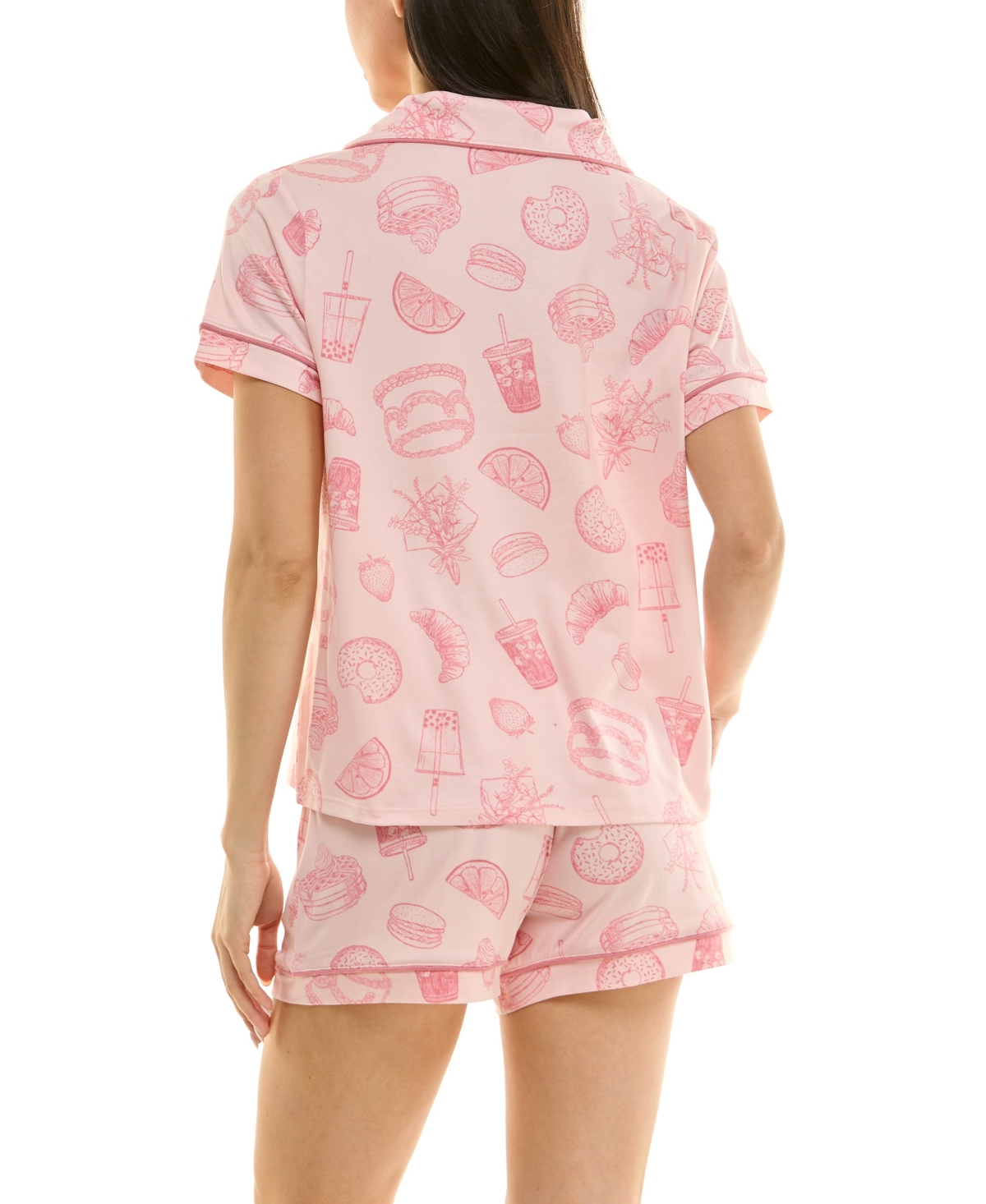 Derek Heart Women's Printed Top And Shorts Set In Neutral
