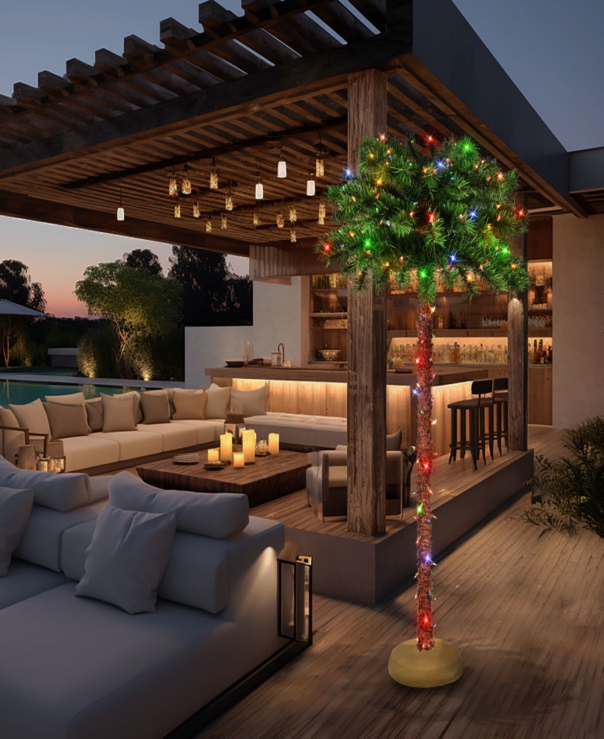 Puleo 5' Pre-lit Artificial Palm Tree In Green