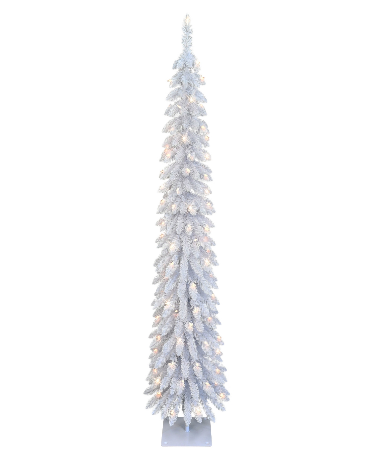 Puleo 6' Pre-lit Artificial Alpine Pencil Tree In White