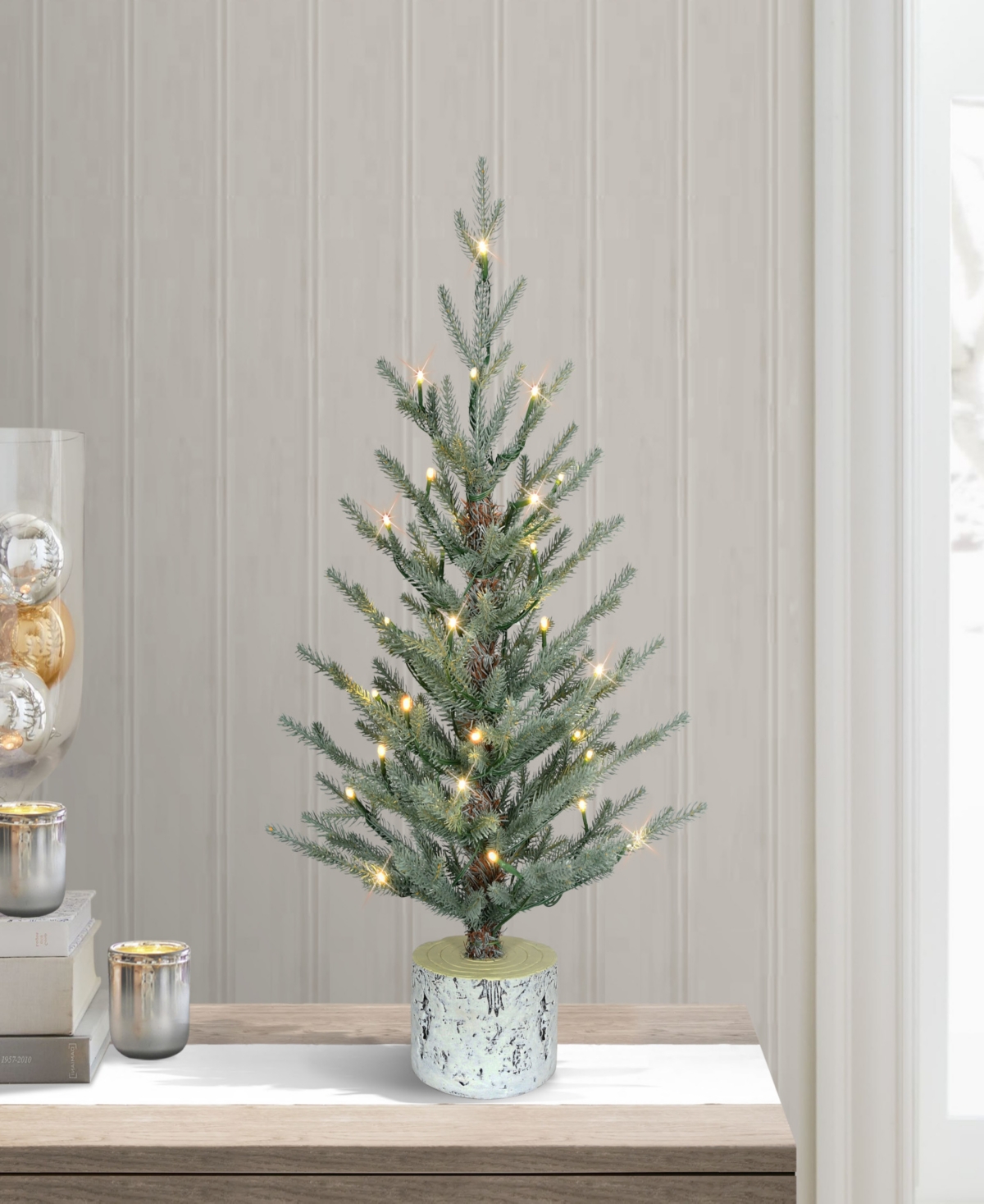 Puleo 2' Pre-lit Artificial Potted Arctic Fir Tree In Blue