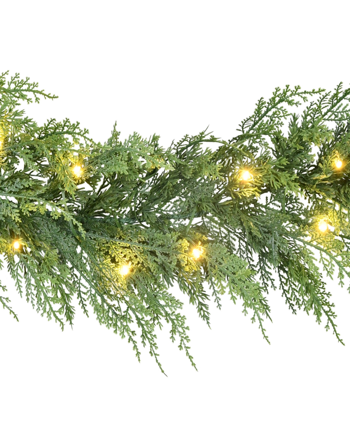 Puleo 9' X 10" Pre-lit Battery-operated Cedar Garland In Green
