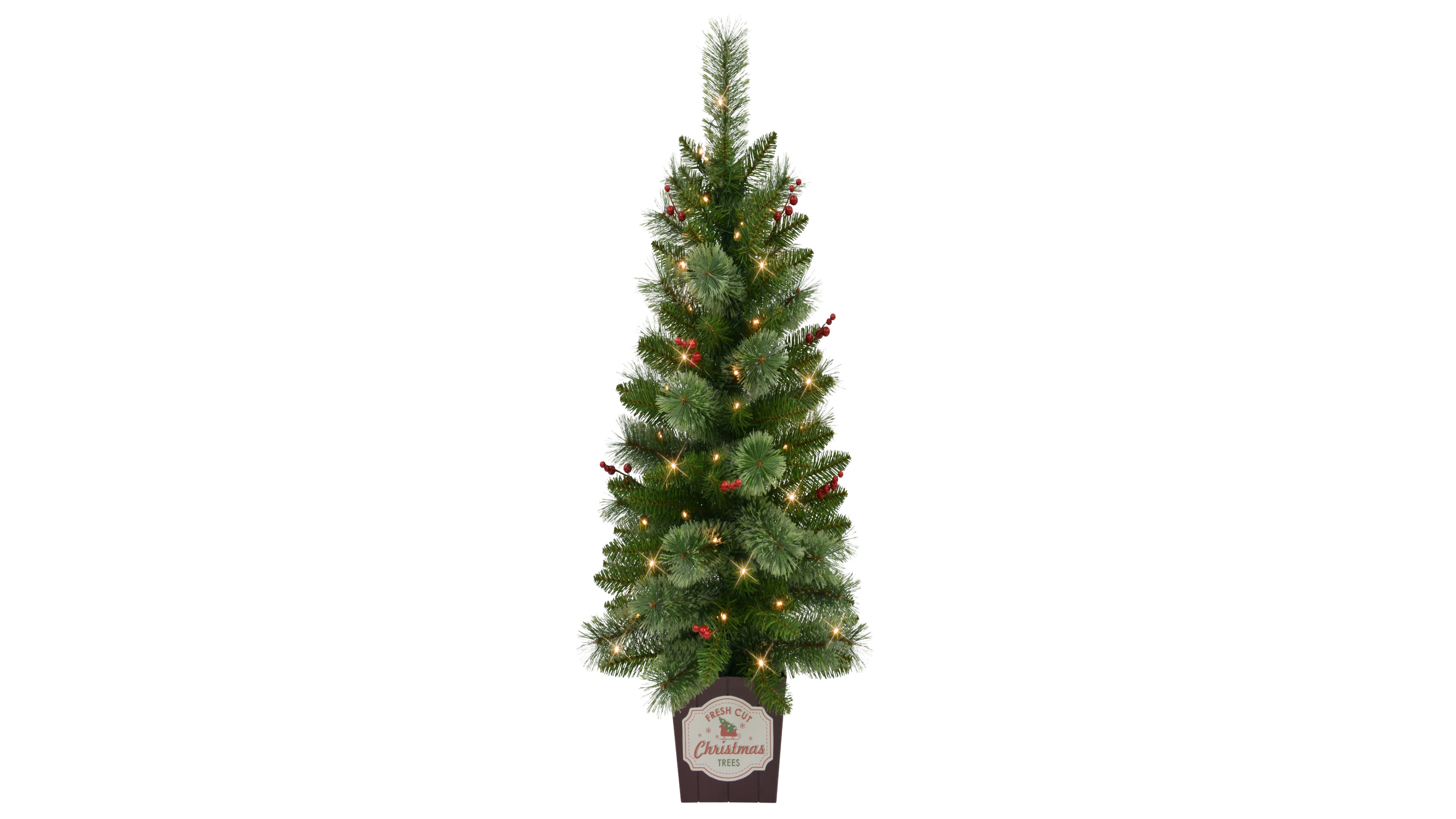 Puleo 3.5' Artificial Cashmere Pre-Lit Potted Christmas Tree