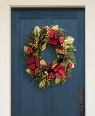 Puleo 26" Pre-Lit Artificial Adorned Christmas Wreath