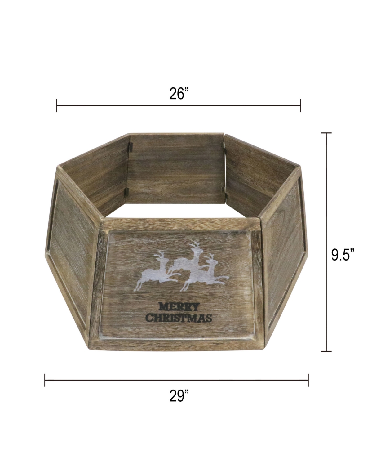 Puleo 31.5" Wood Christmas Tree Collar In Brown