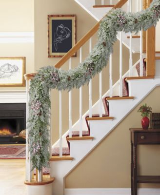 Puleo 10" Artificial Flocked Garland Adorned with Pinecones and Red Berries