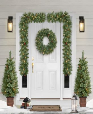 Puleo 4-Pc. Pre-Lit Artificial Christmas Tree and Wreath Set