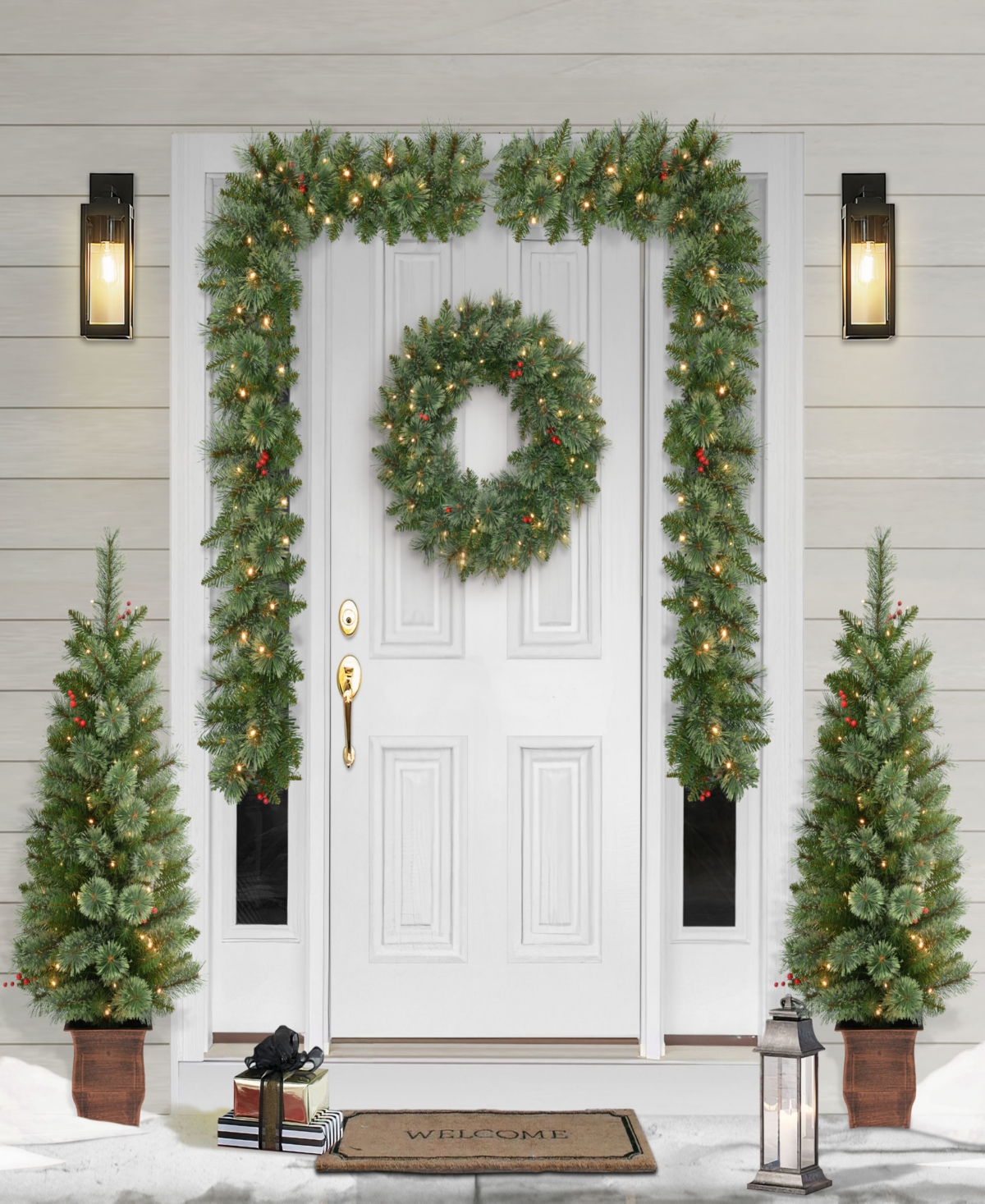 Puleo International Puleo 5-pc. Pre-lit Artificial Christmas Decor Set In Green