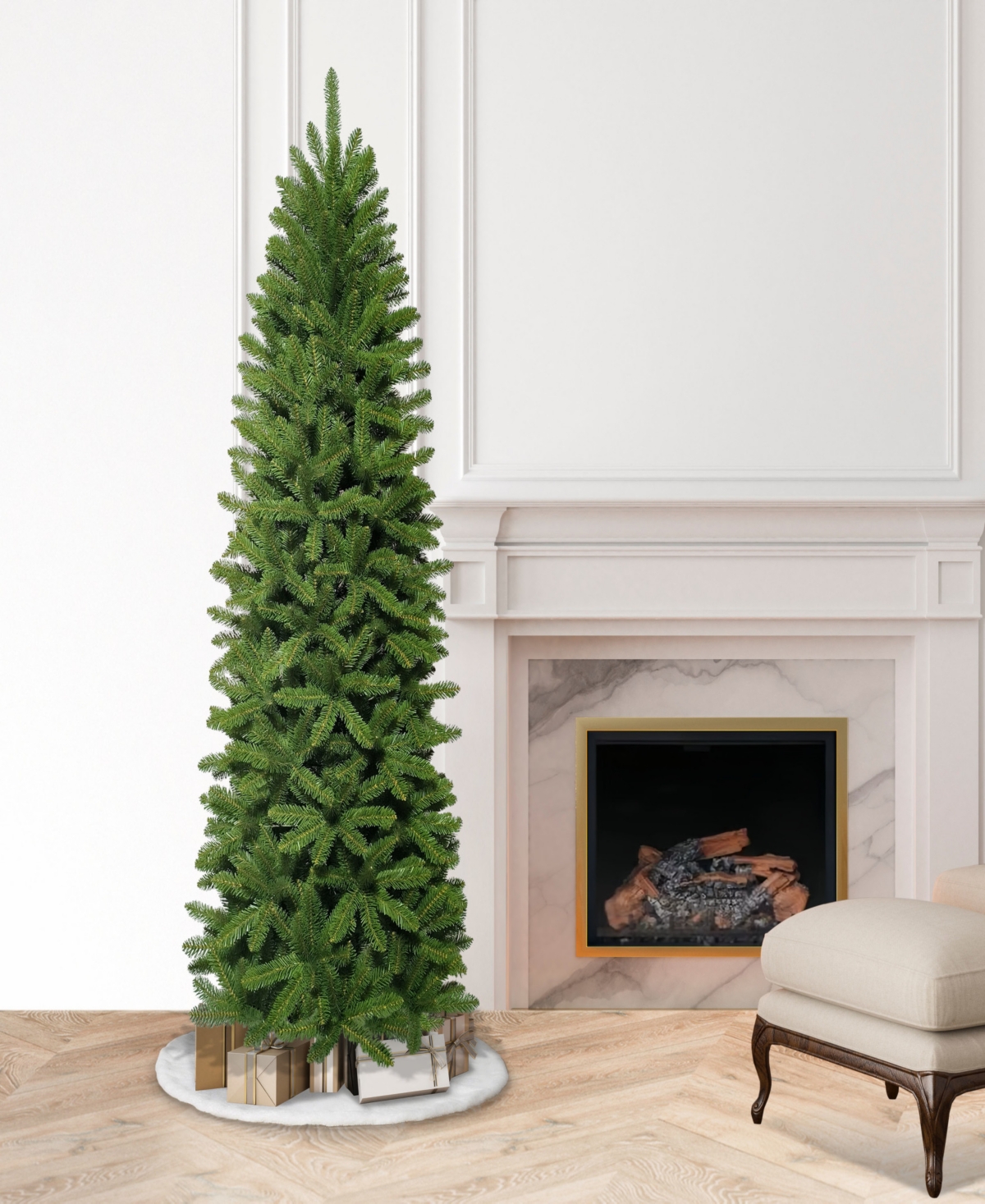 Puleo 7' Artificial Washington Fir Pencil Tree In Green