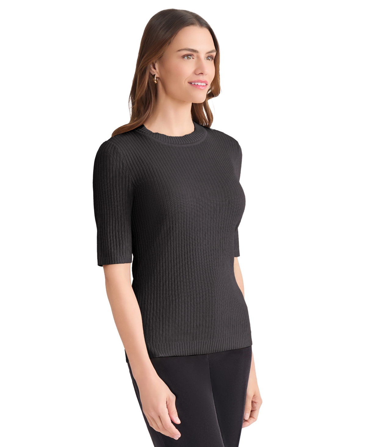 Jones New York Women's Crew Neck Sutton Sweater In Black