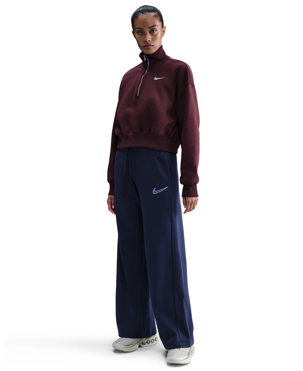 Nike Sportswear Women's Mid-rise Wide Leg Sweatpants In Blue