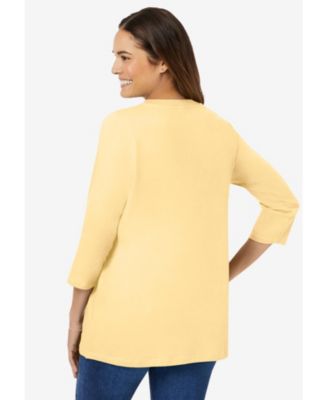 Plus Size Perfect Three-Quarter Sleeve V-Neck Tee