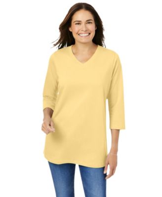 Plus Size Perfect Three-Quarter Sleeve V-Neck Tee
