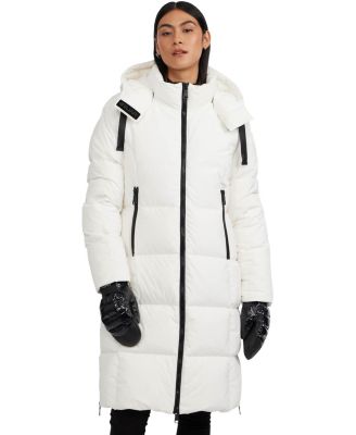 Women's Zaniah Long Channel Quilted Puffer with Removable Hood