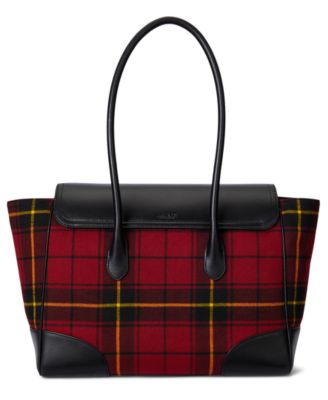 Plaid Twill Large Tanner Satchel Bag