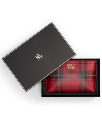 Boxed Plaid Nappa Leather Large Pouch
