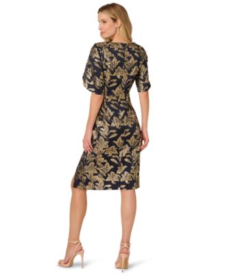 Women's Stretch Jacquard V-Neck Short Dress