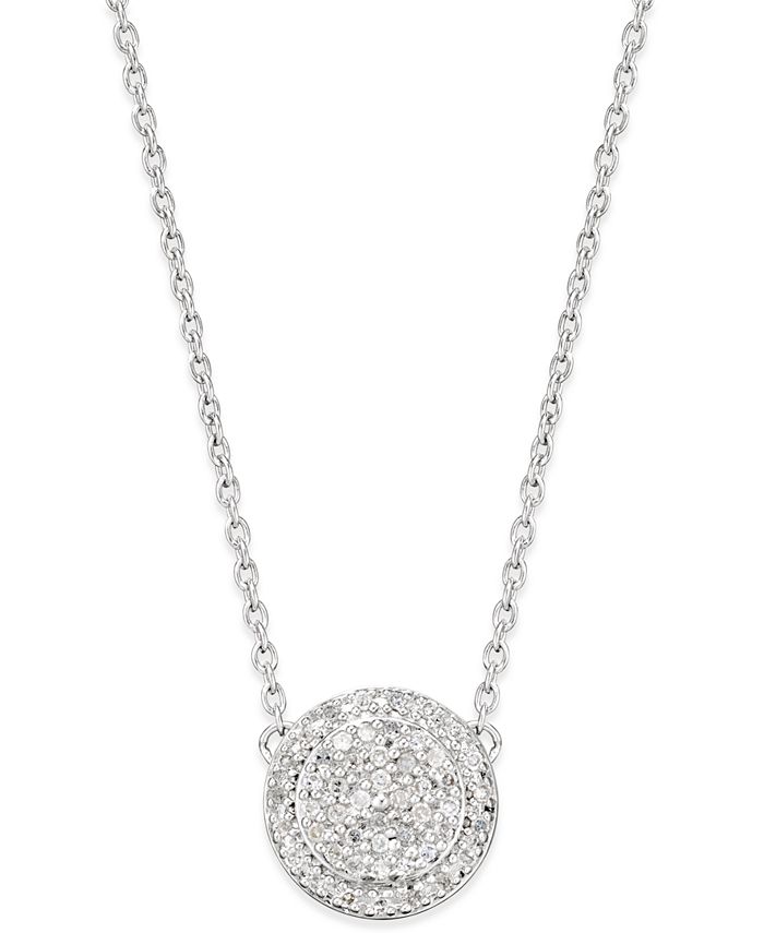 Macy's Diamond Pave' Cluster Disc Pendant Necklace (1/5 ct. t.w.) in ...