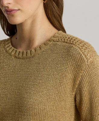 Women's Metallic Cotton-Blend Crewneck Sweater