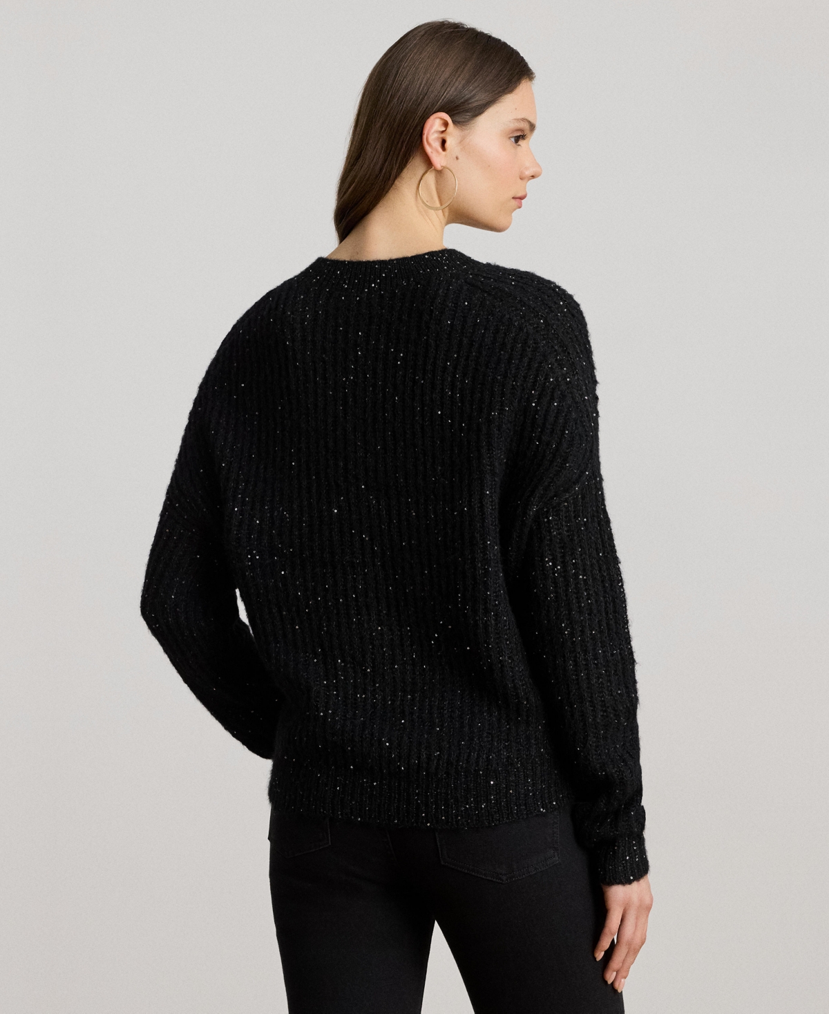 Lauren Ralph Lauren Women's Sequin Detail V-Neck Sweater