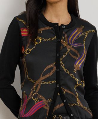 Women's Belting-Print Long Sleeve Cardigan
