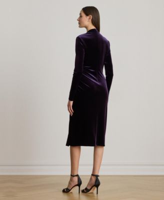 Women's Velvet Asymmetrical Neck Dress