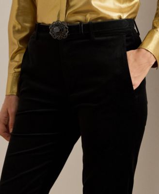 Women's Slim Fit Velvet Ankle Pants