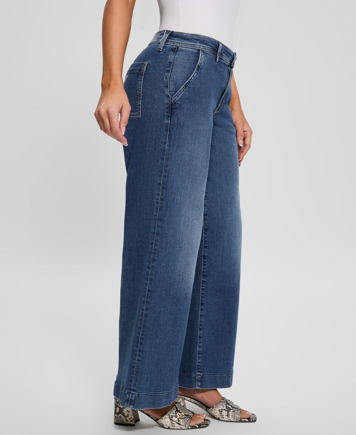 Guess Women's Zoya Wide-Leg Faded High-Rise Jeans