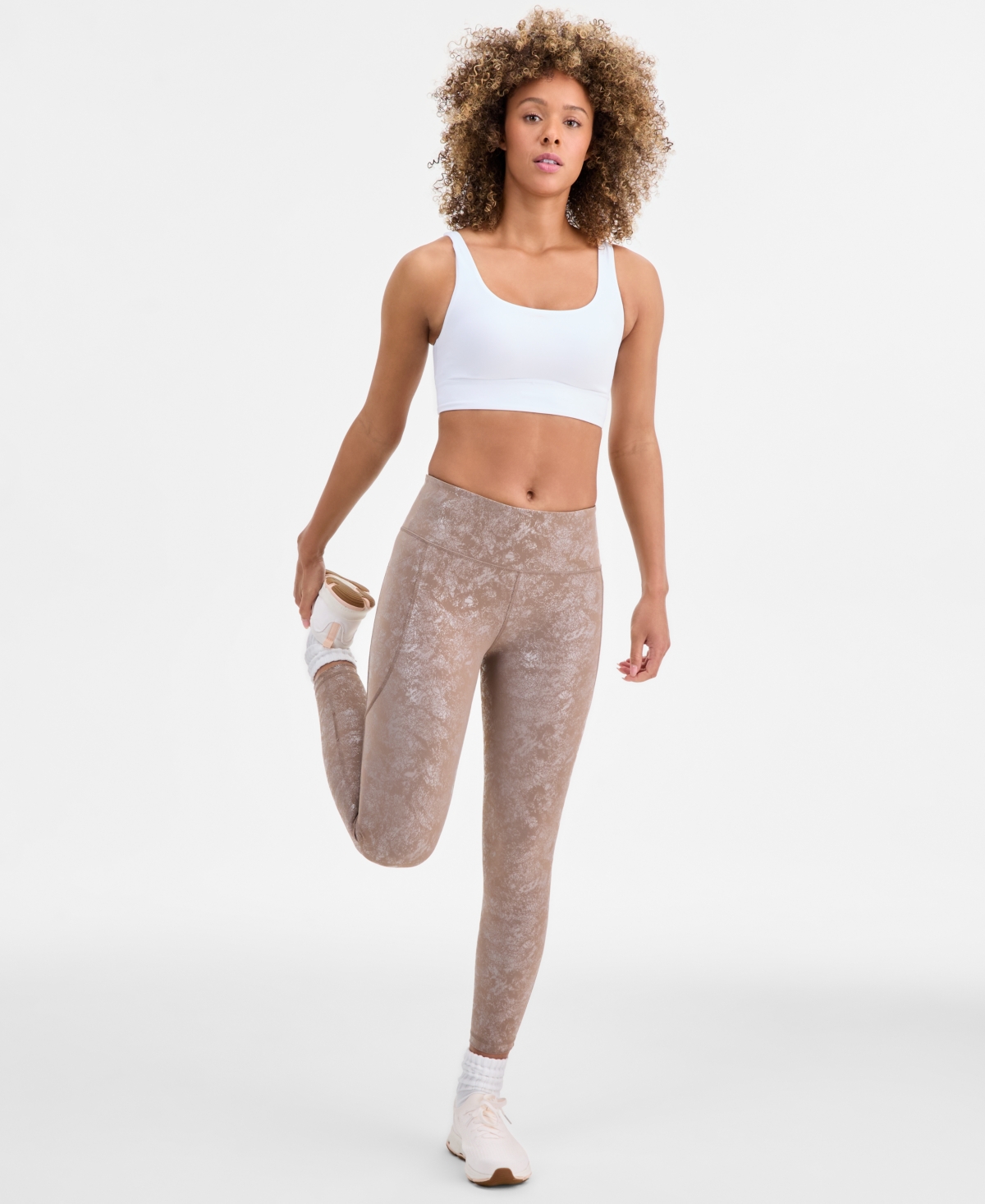 Id Ideology Women's Shine Compression Leggings, Macy's Exclusive In Brown