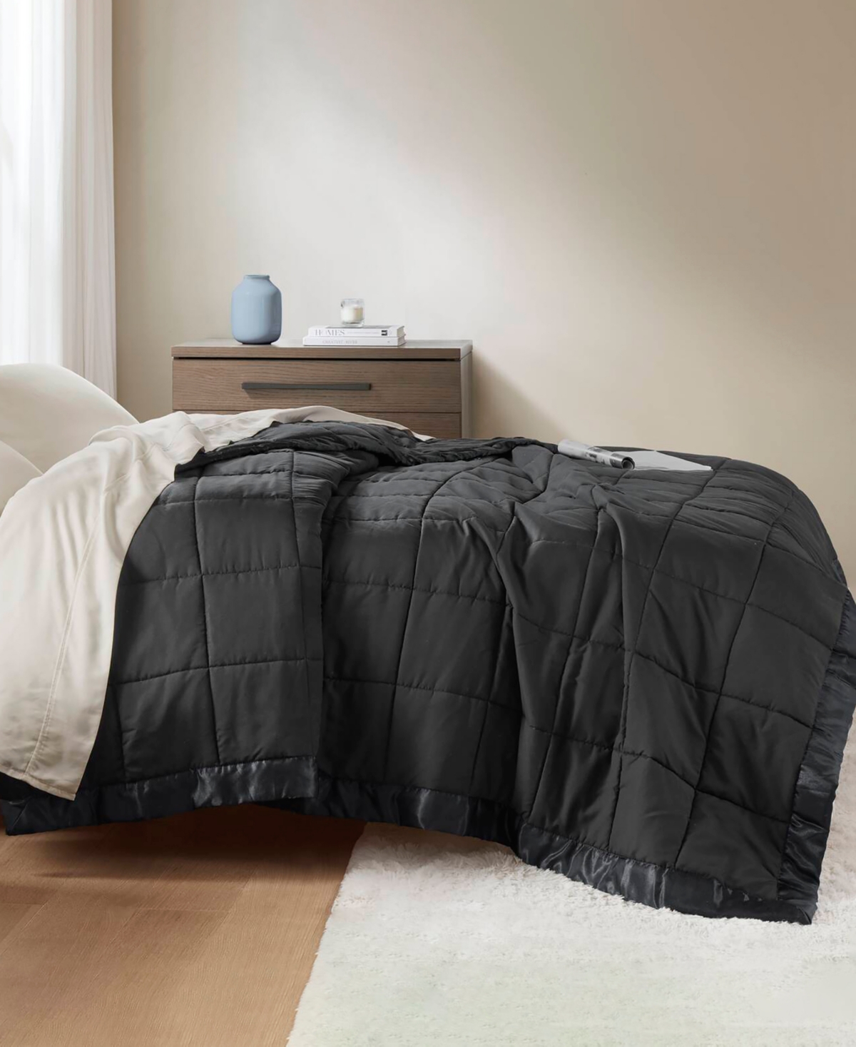 Madison Park Windom Lightweight Down Alternative Satin Trim Blanket