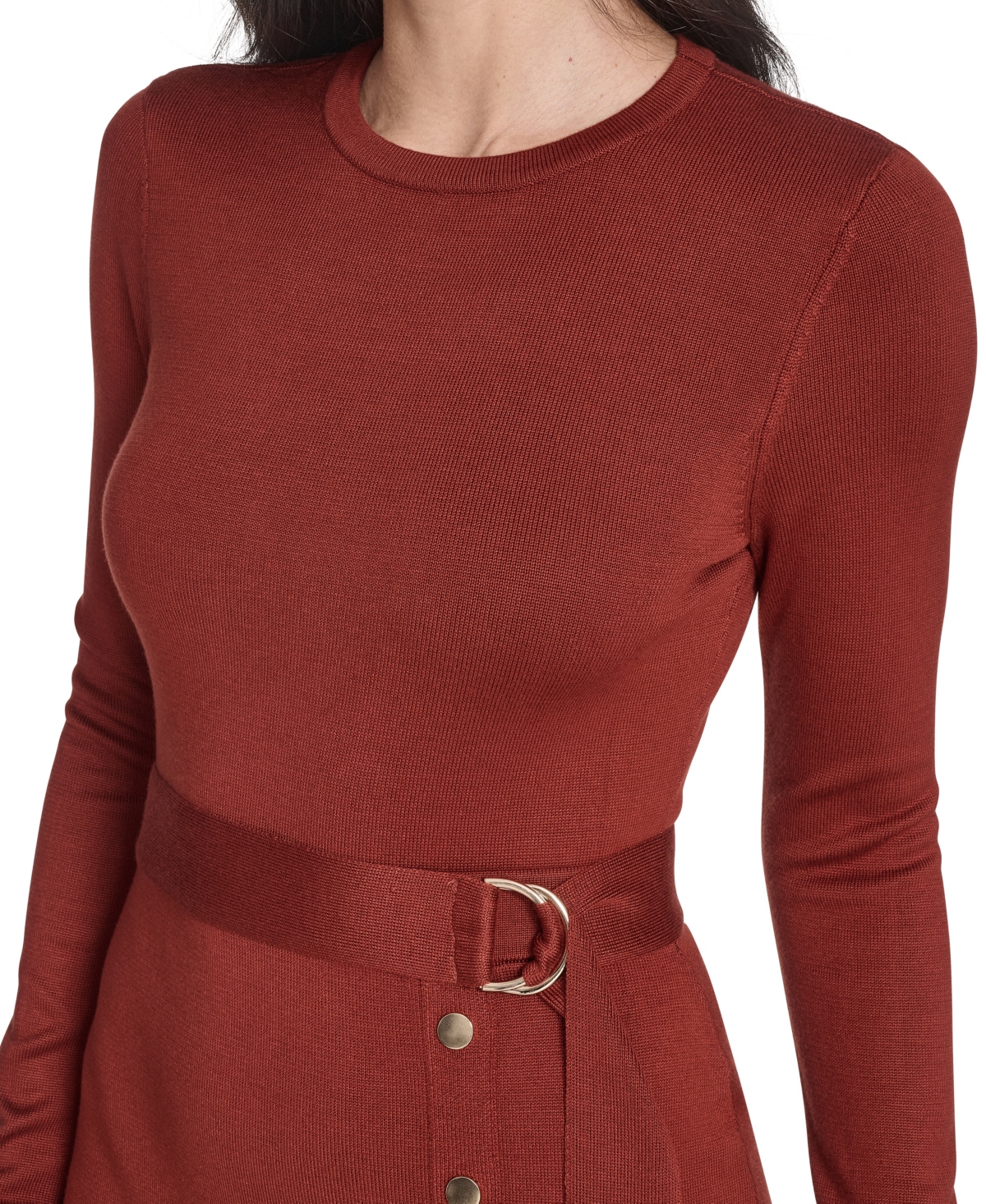 Jessica Howard Women's Long Sleeve Belted Midi Dress In Brown