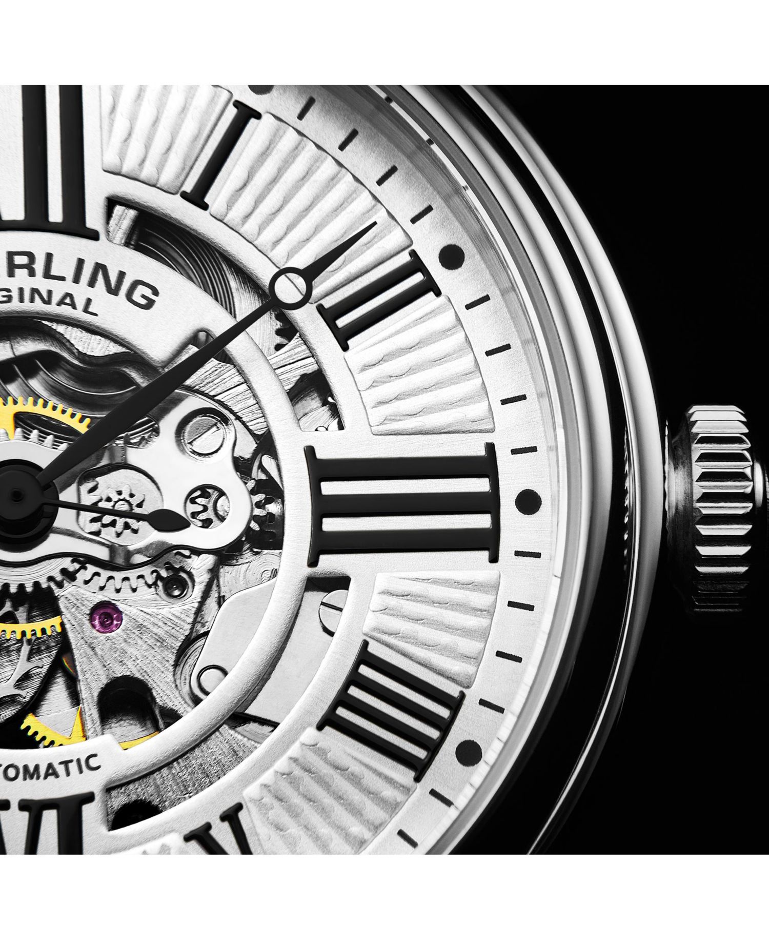 Atrium 4031 Men s Automatic Skeleton Watch – 42mm, Silver-Tone Case & Bracelet, Blue Skeleton Dial with Silver Accents