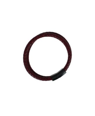 Loose Fit Caleb's Crimson Braided Leather Secure Clasp Bracelet